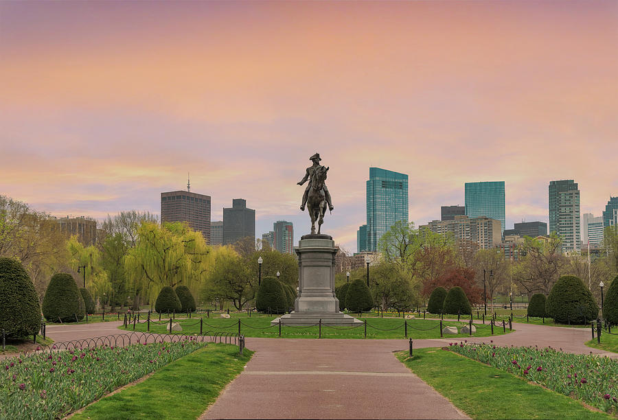 George Washington Photograph - Boston Public Garden - Spring 2023 by Jatin Thakkar