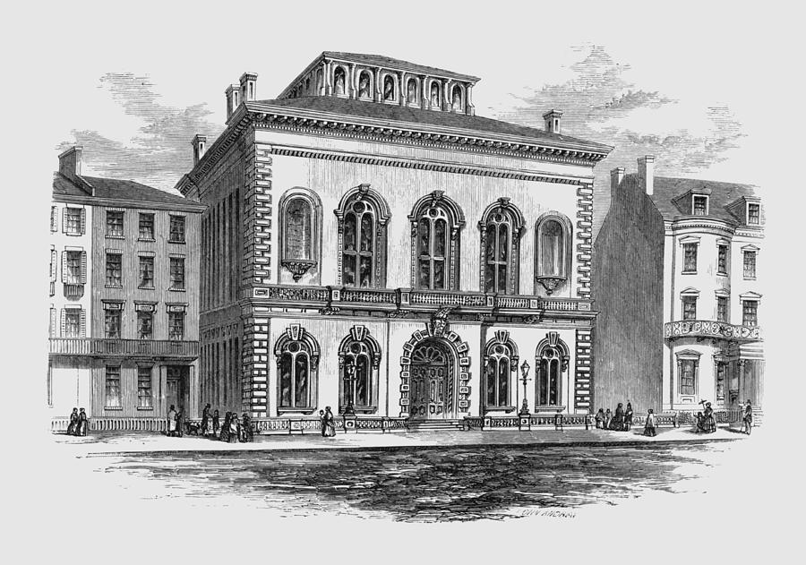 Boston Public Library Engraving - 1858 Drawing by War Is Hell Store