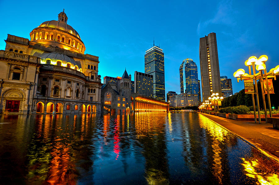 Boston Photograph - Boston Reflecting Pool Christian Science Church by Toby McGuire