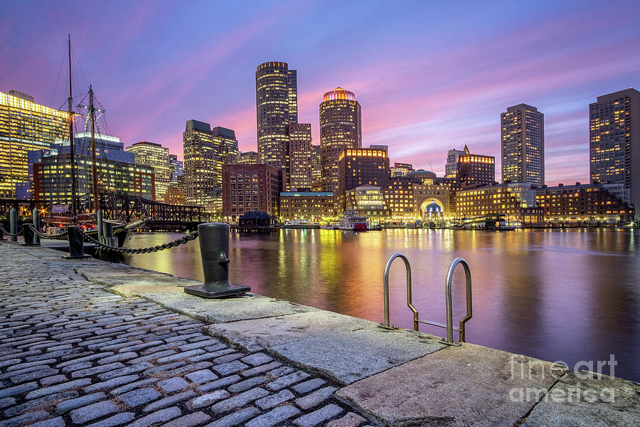 Boston skyine viewed from Fan Pier Park Photograph by Martin Williams