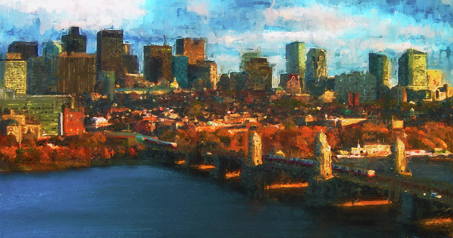 Boston Skyline - 02 Painting by AM FineArtPrints