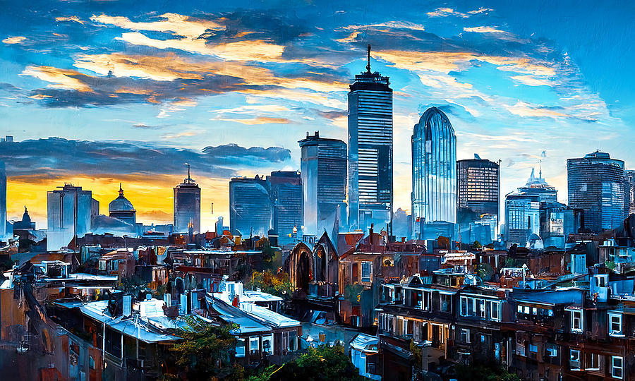 Boston Skyline, 04 Painting by AM FineArtPrints