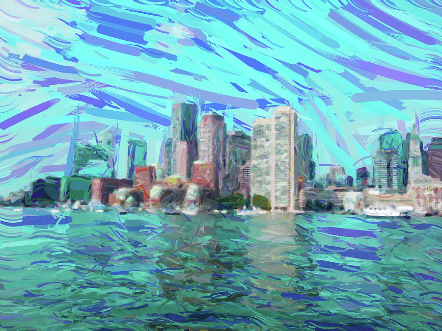 Boston Skyline, Abstract Oil Painting Ca 2020 By Ahmet Asar Digital Art