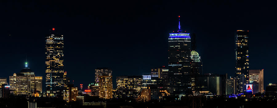 Boston Skyline at Night Photograph by Ken Stampfer