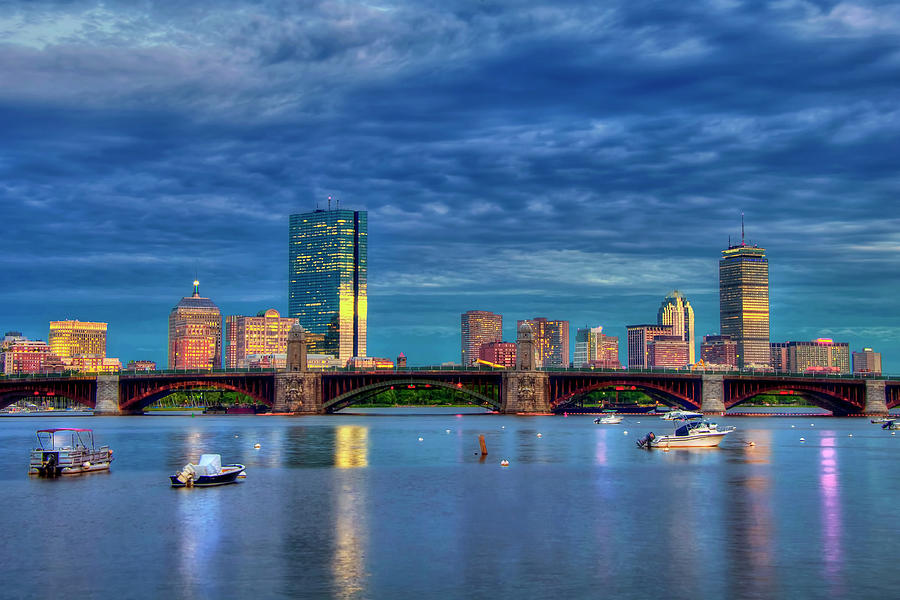 Boston Photograph - Boston Skyline Blue Hour Sunset by Joann Vitali