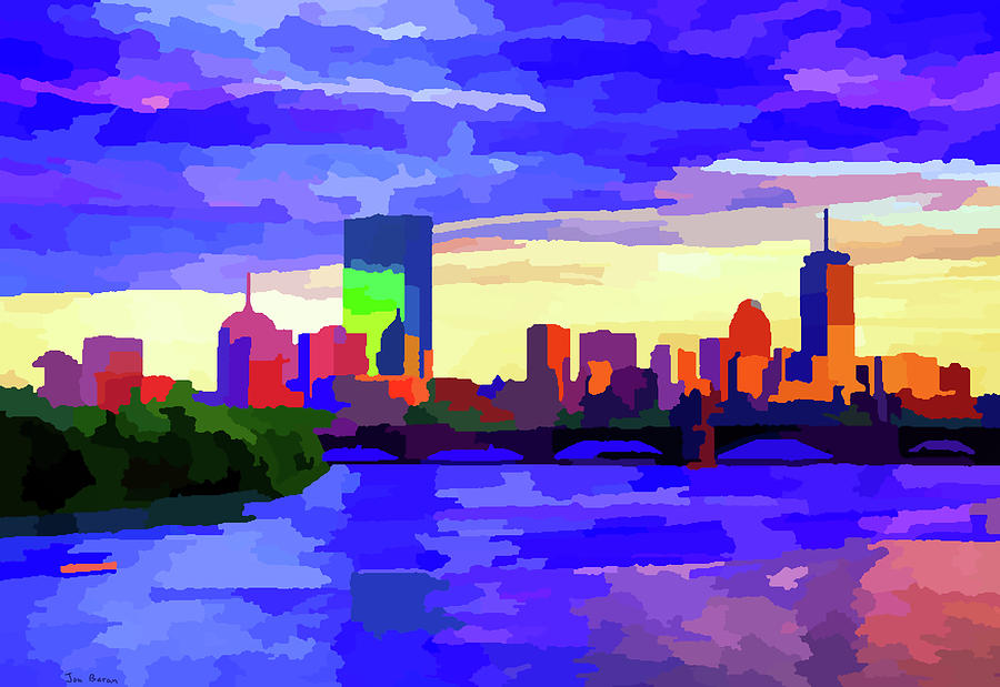 Boston Skyline Charles River Sunset Digital Art by Jon Baran - Fine Art ...