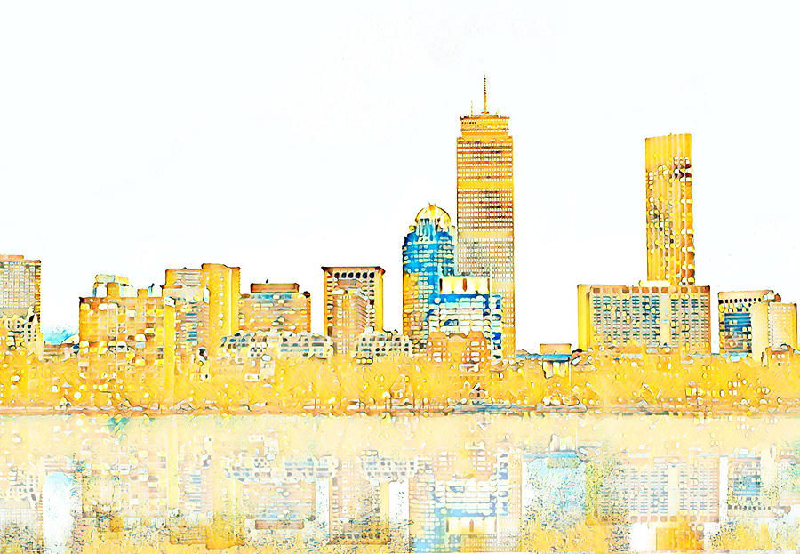 Boston Skyline Digital Art by La Moon Art