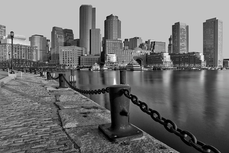Boston Skyline New Day BW Photograph by Susan Candelario