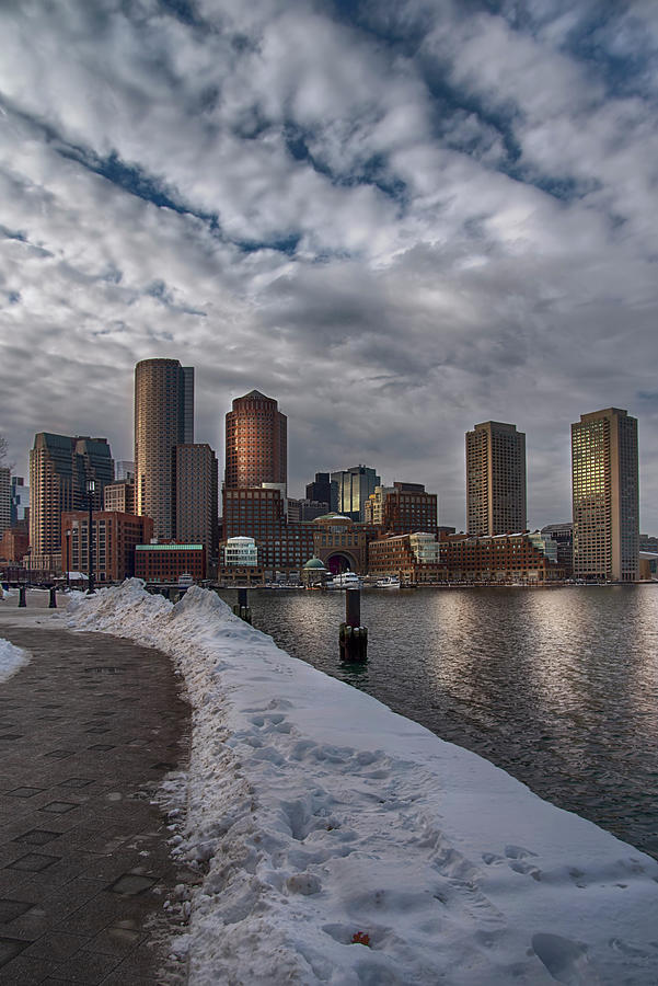 Boston Skyline Snowy Reflections Photograph by Joann Vitali