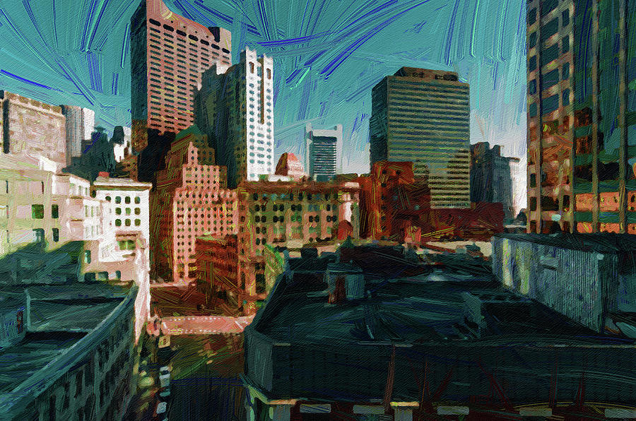 Boston Skyline, United States 2 - Abstract Oil Painting By Ahmet Asar Painting