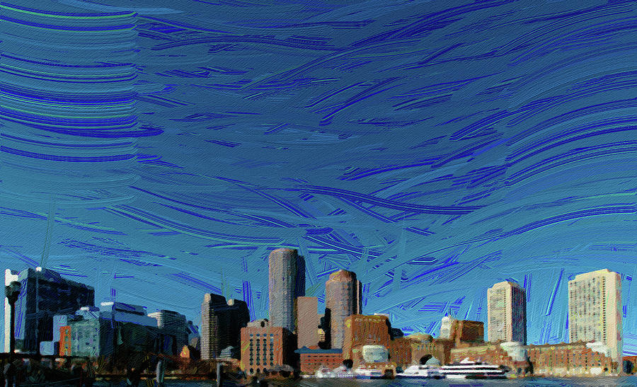 Boston Skyline, United States 5 - Abstract Oil Painting By Ahmet Asar Painting