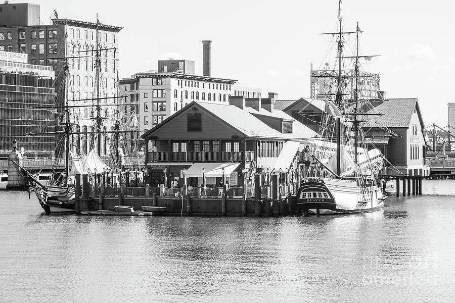 Boston Tea Party Ships and Museum Black and White Photograph by Paul Velgos