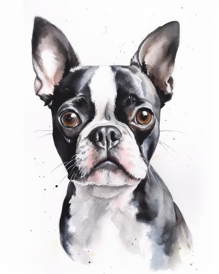 Boston Terrier Painting by Land of Dreams - Fine Art America