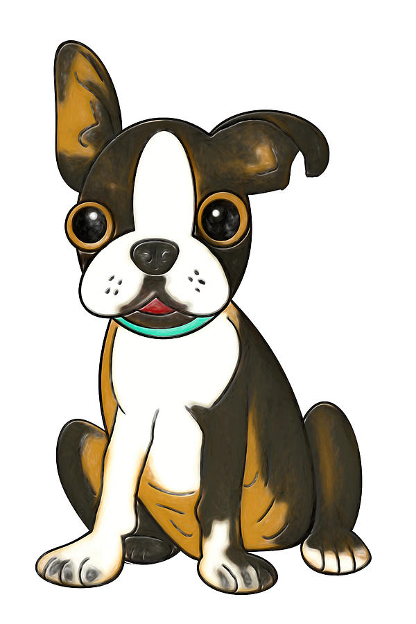 Boston Terrier Puppy Dog Digital Art by John Haldane