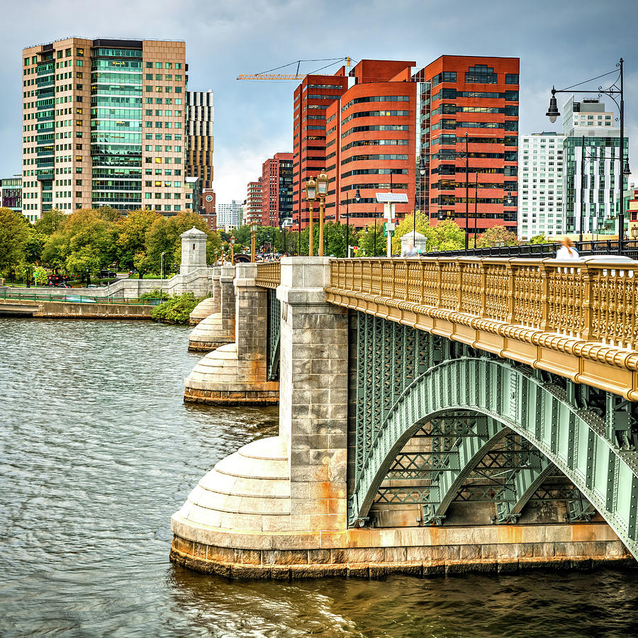 Boston's Longfellow Bridge Over The Charles River 1x1 Photograph by