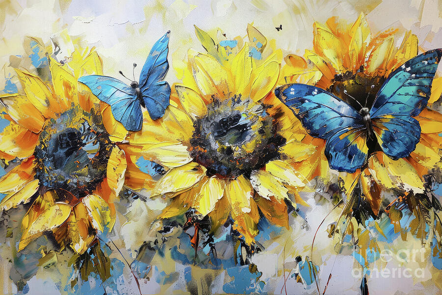 Botanical Butterfly Garden Painting by Tina LeCour