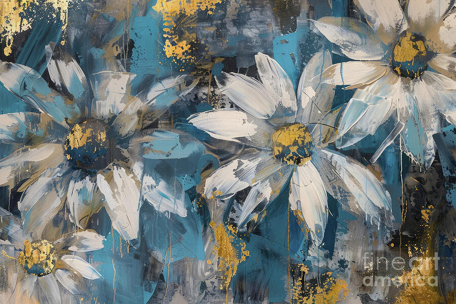 Botanical Daisy Flowers Painting by Tina LeCour Botanical Daisy Flowers Painting by Tina LeCour