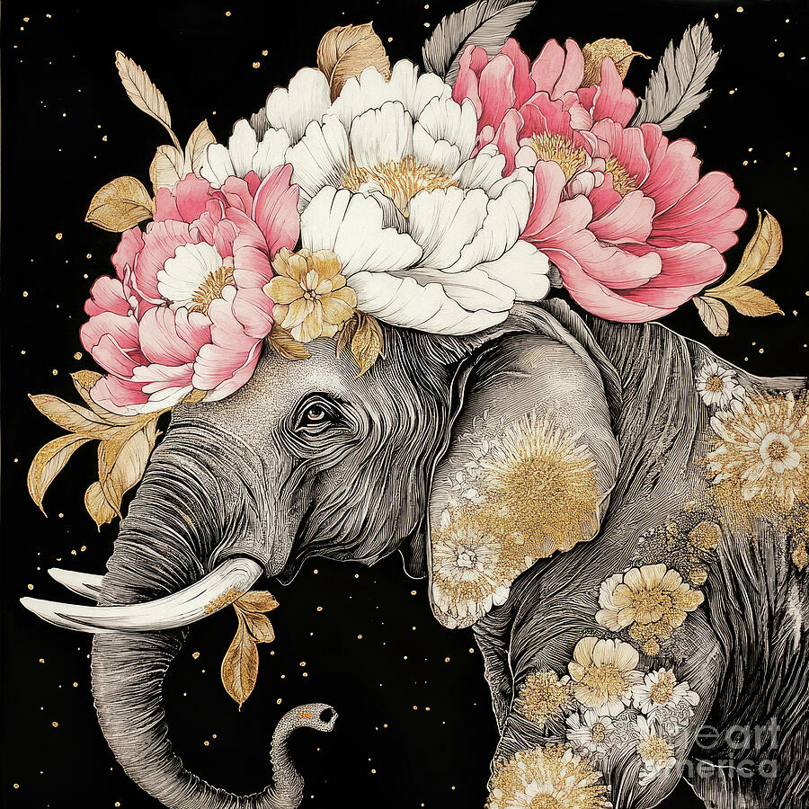 Botanical Elephant Painting by Tina LeCour Botanical Elephant Painting by Tina LeCour