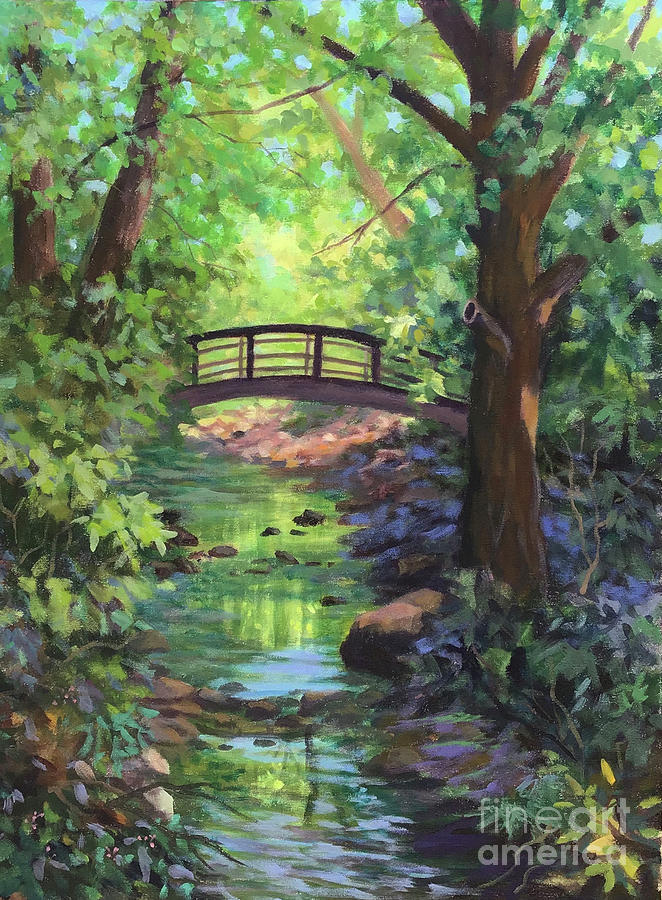 Botanical Garden Bridge Painting by Anne Marie Brown