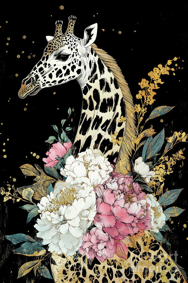Botanical Giraffe Painting by Tina LeCour Botanical Giraffe Painting by Tina LeCour