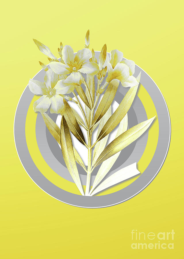 Botanical Oleander In Gray And Yellow Gradient N.288 Painting