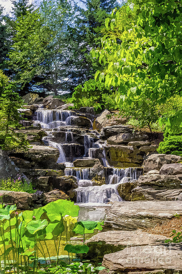 Botanical Waterfall Grand Rapids Michigan Mixed Media by Jennifer White