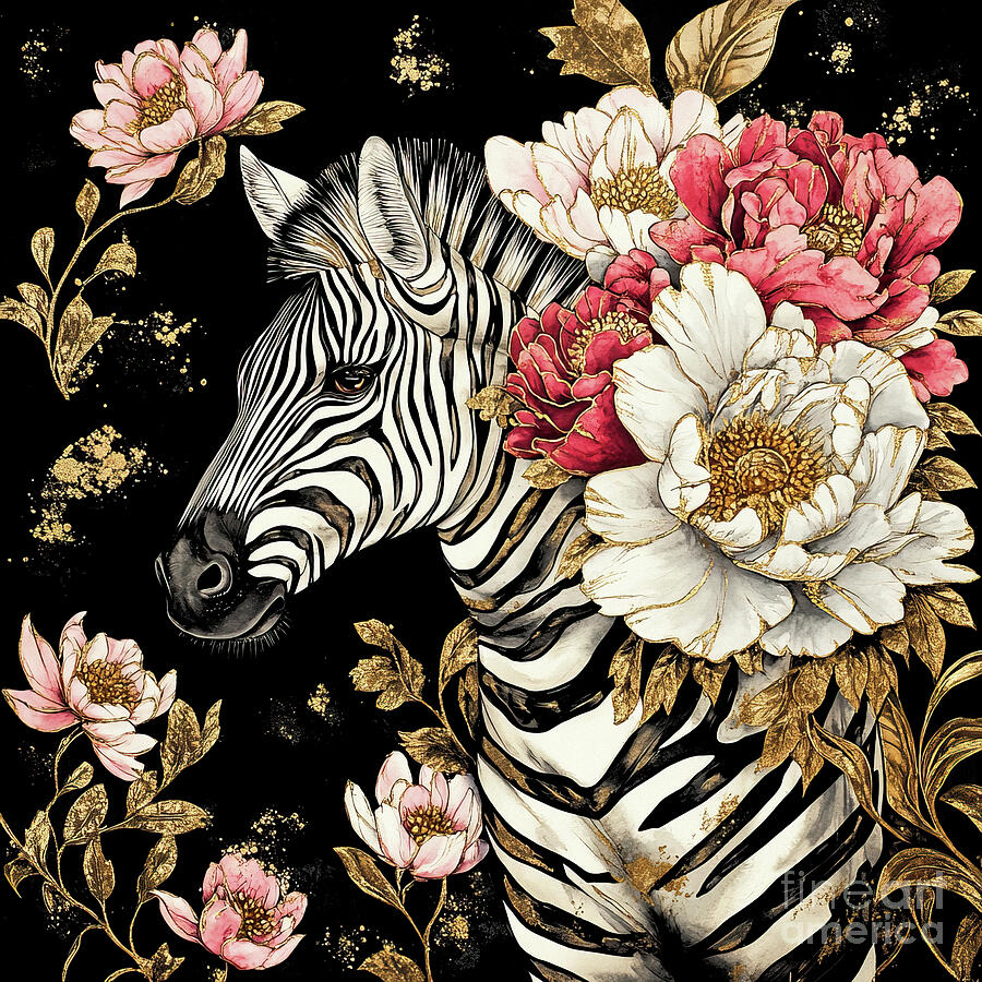 Botanical Zebra Painting by Tina LeCour Botanical Zebra Painting by Tina LeCour