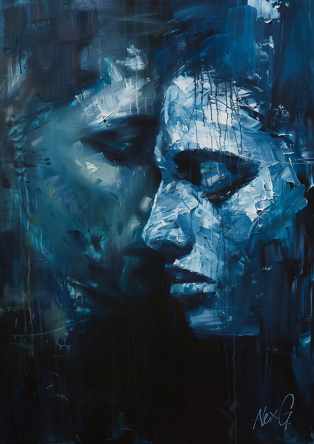 Blue Digital Art - Both of Us Lonely by Alex Goldston