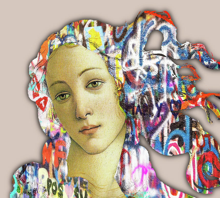 Botticelli Birth Of Venus Pop Color Graffiti 1 Painting by Tony Rubino