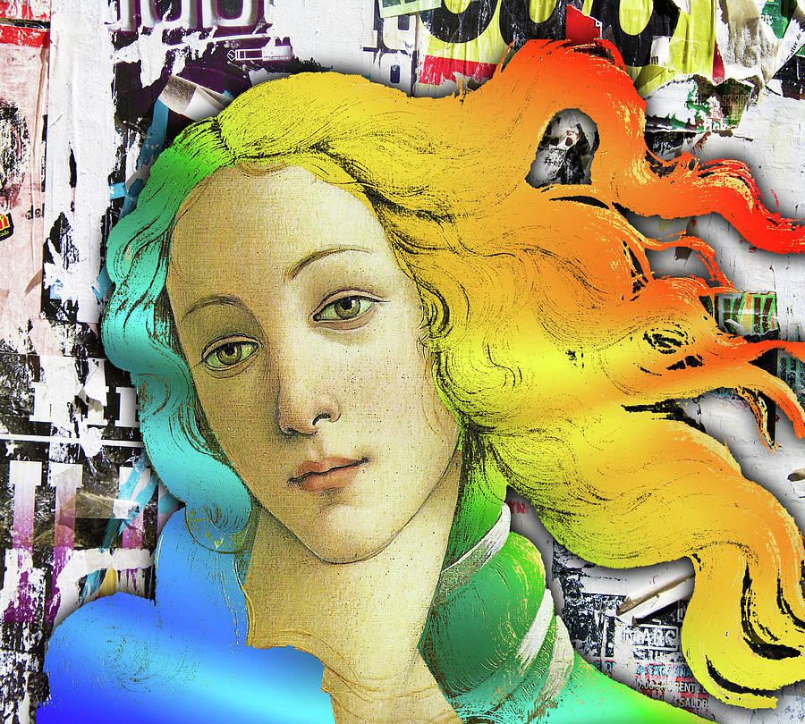 Botticelli Birth Of Venus Pop Color Graffiti 3 Painting by Tony Rubino