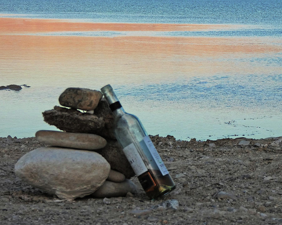 Bottle On Beach Photograph