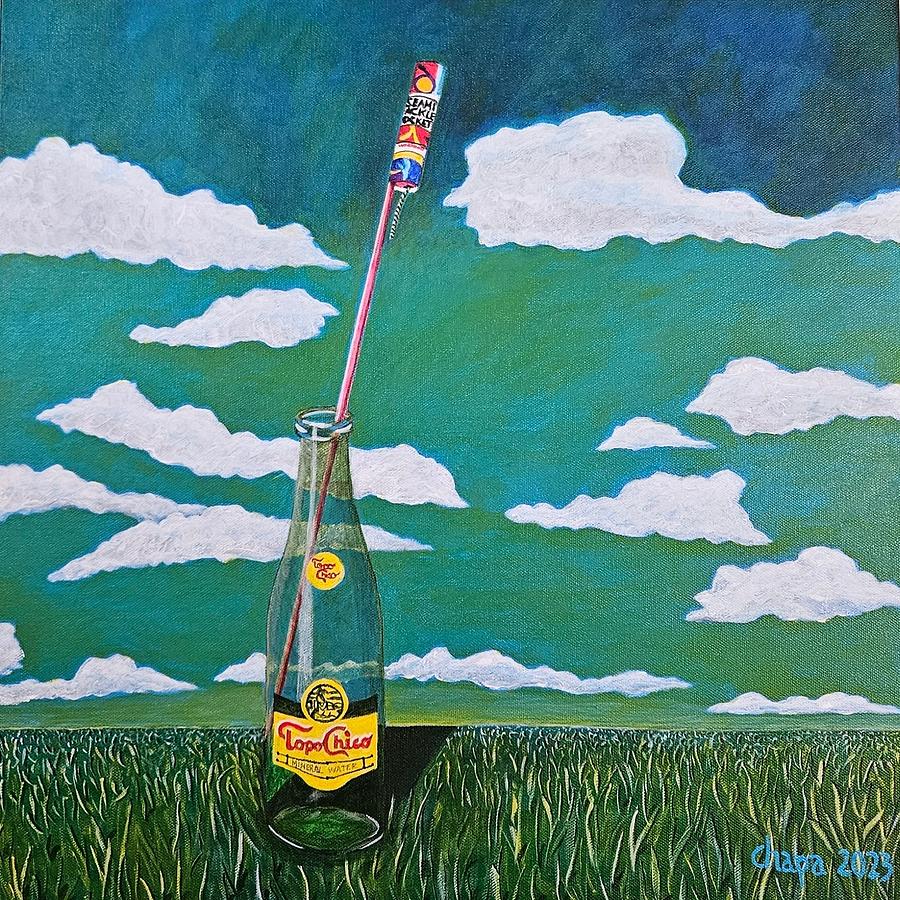 Bottle Rocket with Topo Chico   Painting by Manny Chapa