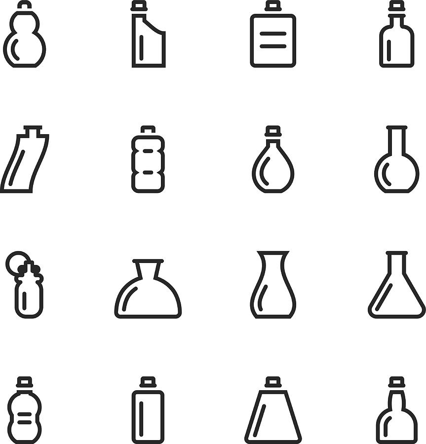Bottle Silhouette Icons | Set 4 Drawing by Rakdee