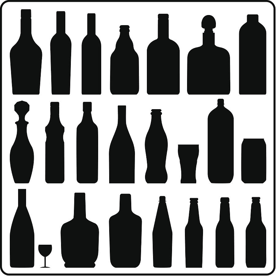 Bottle silhouettes Drawing by Halepak