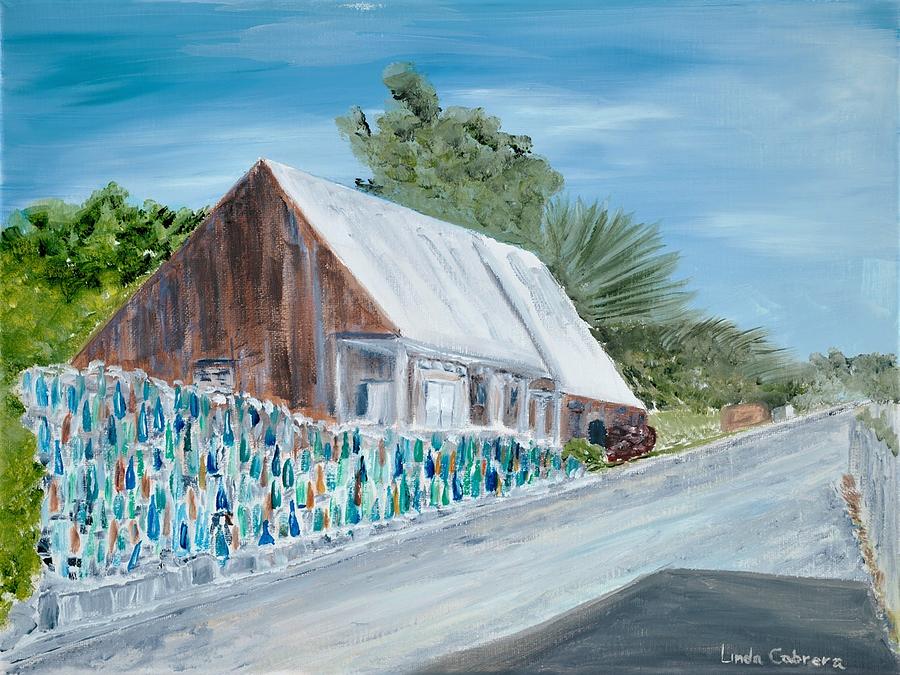Bottle Wall of Key West Painting by Linda Cabrera