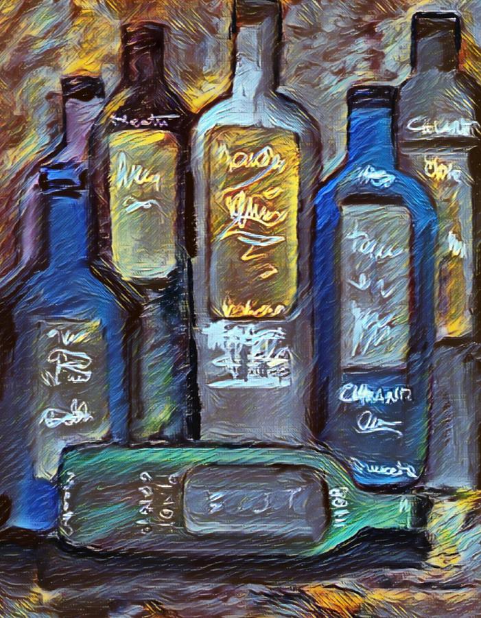 Bottles Van Gogh Style Digital Art