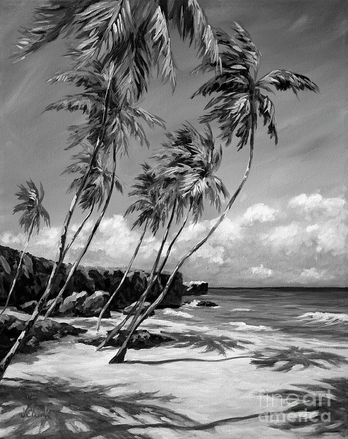 Bottom Bay Beach Barbados In Grayscale Painting