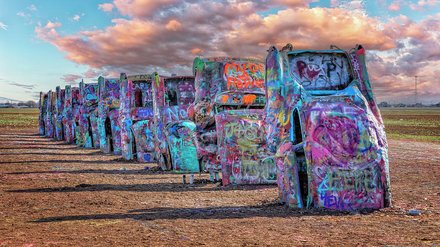Bottoms Up - Cadillac Ranch Route 66 Photograph by Stephen Stookey