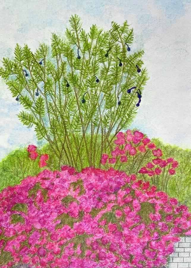Bougainvillea and Jacaranda Painting by Kirsten Giving