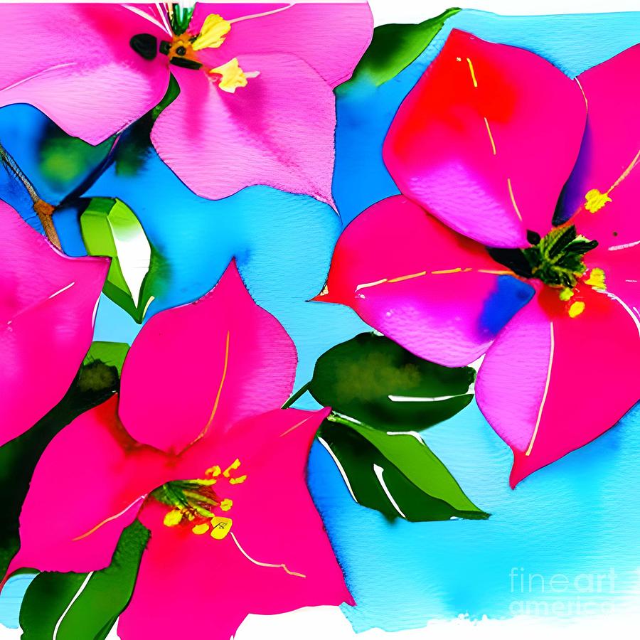 Bougainvillea Flowers Painting by Aesha Mohamed