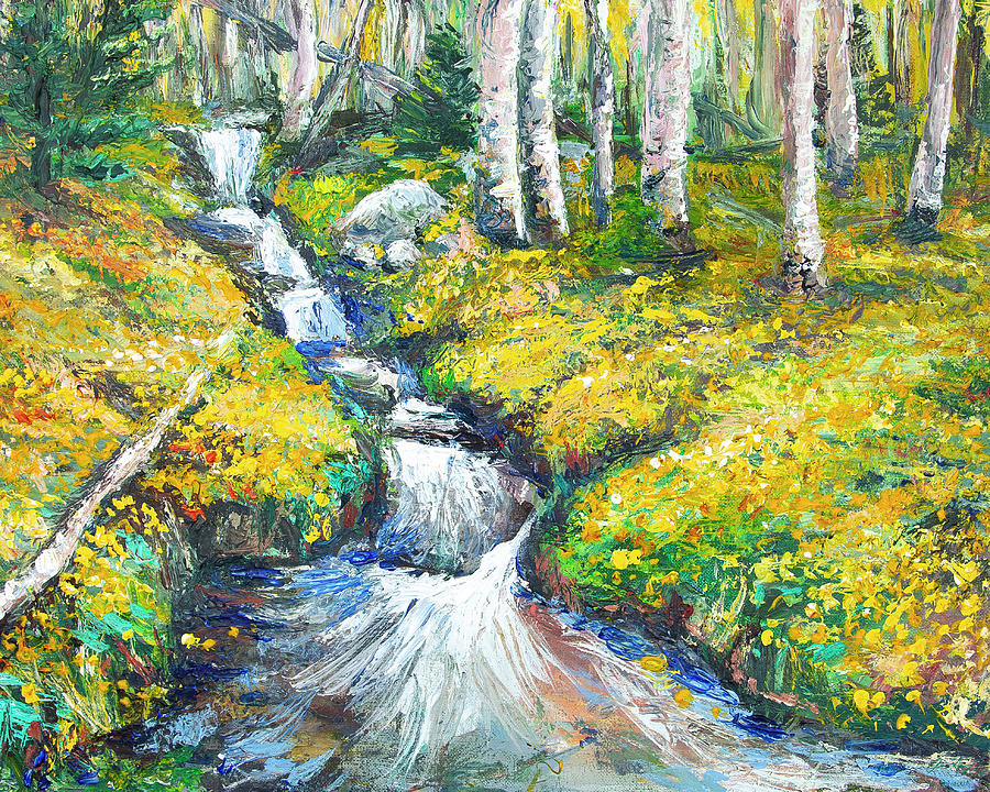 Boulder Brook Pallette Knife Painting Painting by Aaron Spong