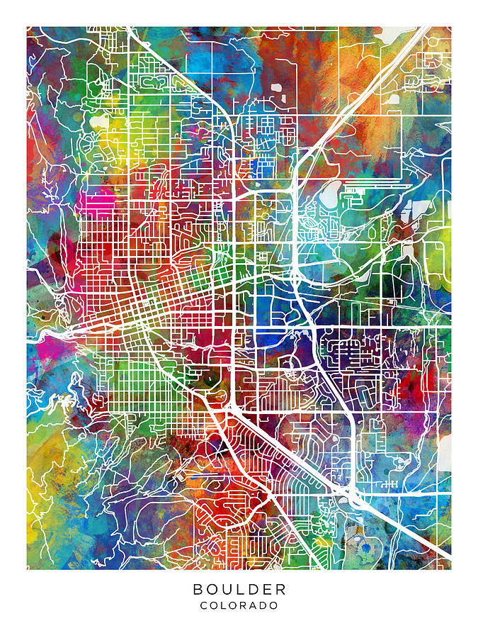 Boulder Colorado City Map #04 Digital Art by Michael Tompsett