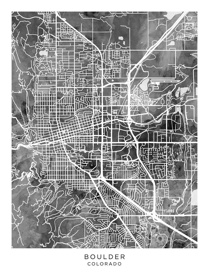 Boulder Colorado City Map #82 Digital Art by Michael Tompsett
