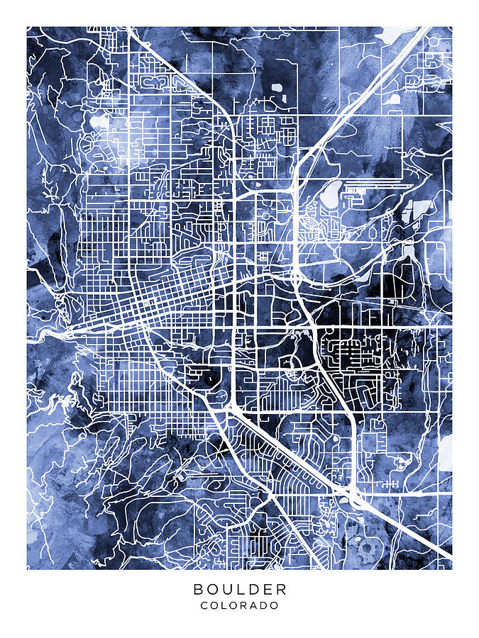Boulder Colorado City Map #83 Digital Art by Michael Tompsett
