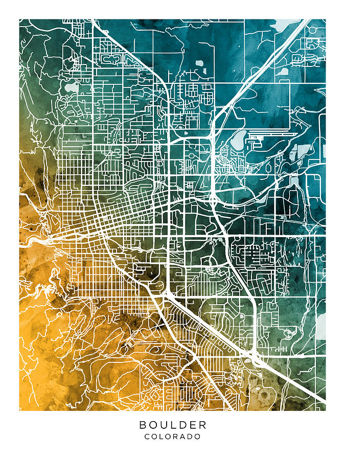 Boulder Colorado City Map #84 Digital Art by Michael Tompsett