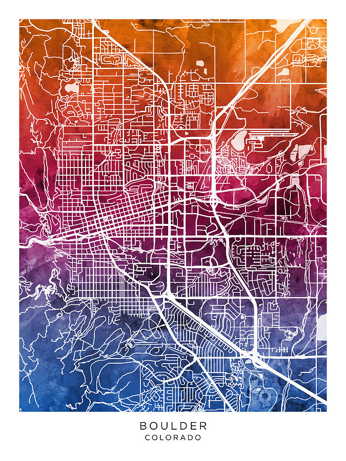 Boulder Colorado City Map #85 Digital Art by Michael Tompsett