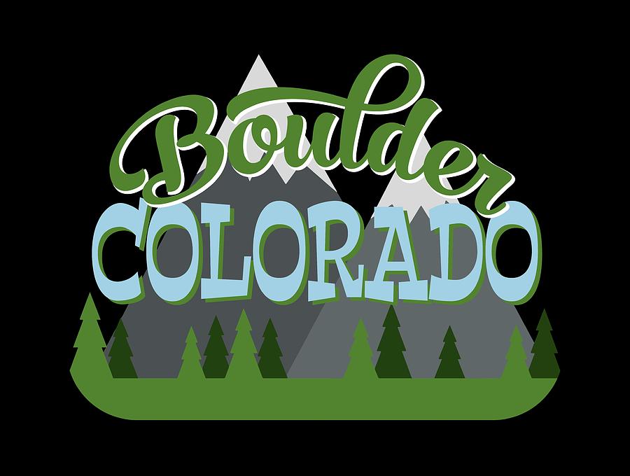 Boulder Digital Art - Boulder Colorado Retro Mountains Trees by Flo Karp Boulder Digital Art - Boulder Colorado Retro Mountains Trees by Flo Karp