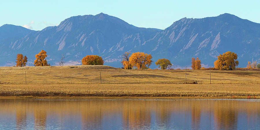 Landscape Photograph - Boulder Flatirons Front Range and Autumn Trees Panoramic by James BO Insogna