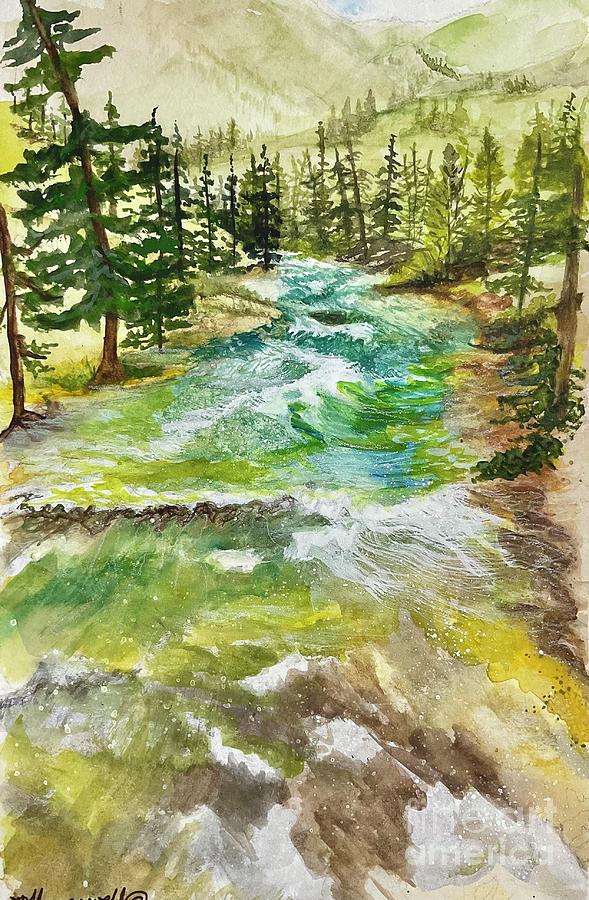 Boulder River Montana Mixed Media by Tracey Hunnewell