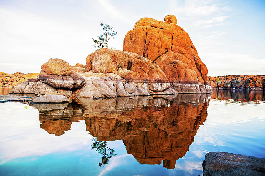 Nature Photograph - Boulders With Tree in Watson Lake - Arizona by Good Focused